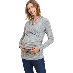 Women's Long Sleeve Maternity Sweater Top (Heather Grey, Small) in Saudi Arabia