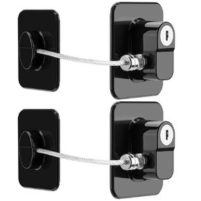 Fridge Lock, 2PCS Upgraded Refrigerator Lock for Freezer, Cabinets and Drawers, Air Fryer, Closets, Windows, Doors, Durable ABS with Adhesive Backing, Easy Install, No Tools Needed, Black in Kuwait