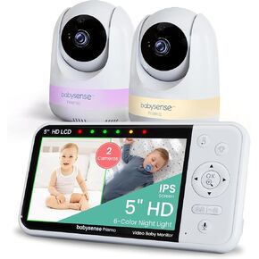Babysense PRO Full HD 5.5" Split Screen Baby Monitor with 2 Cameras, 6-Color Night Light, White Noise, Sound & Light Machine, 20-Hour Battery, Hack-Proof Non-WiFi Secure Connection in Kuwait