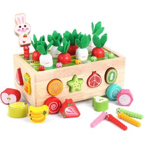 Toddlers Montessori Wooden Educational Toys for Baby Boys Girls Age 1 2 3 Year Old, Shape Sorting Toys 1st One First Birthday Girl Gifts for Kids 1-3, Wood Preschool Learning Fine Motor Skills Game in Kuwait