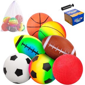 PlayZap 7-Piece Soft Ball Set for Toddlers & Kids - Includes 5" Playground Balls, Soccer, Football & Basketball - Great for Home, Yard, Pool, Classroom & Park for Boys & Girls Easter Gifts in Saudi Arabia