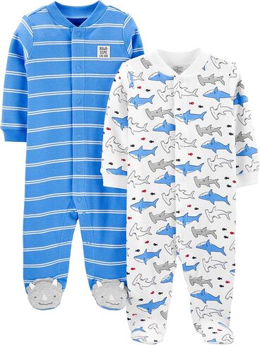 Simple Joys by Carter's baby-boys 2-way Zip Thermal Footed Sleep and Play, Pack of 2 in Kuwait