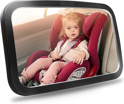 Shynerk Baby Car Mirror, Safety Car Seat Mirror for Rear Facing Infant with Wide Crystal Clear View, Shatterproof, 360° Rotation, Crash Tested and Certified in Kuwait