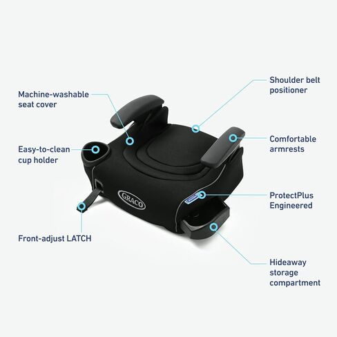 Graco® TurboBooster® LX Backless Booster with Affix Latch | Backless Booster Seat for Big Kids Transitioning to Vehicle Seat Belt (Rio) in Kuwait