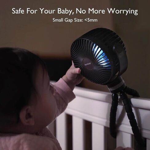 Momcozy 8000mAh Portable Stroller Fan | 27H Ultra-long Battery Life | Detachable 4 Speed 360°Rotate | 2 Modes LED Night Light, USB Rechargeable Handheld Cooling Fan for Travel, Car Seat, Bedroom in Saudi Arabia