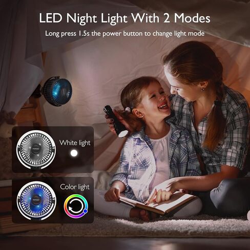 Momcozy 8000mAh Portable Stroller Fan | 27H Ultra-long Battery Life | Detachable 4 Speed 360°Rotate | 2 Modes LED Night Light, USB Rechargeable Handheld Cooling Fan for Travel, Car Seat, Bedroom in Saudi Arabia