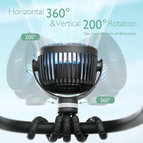 Momcozy 8000mAh Portable Stroller Fan | 27H Ultra-long Battery Life | Detachable 4 Speed 360°Rotate | 2 Modes LED Night Light, USB Rechargeable Handheld Cooling Fan for Travel, Car Seat, Bedroom in Saudi Arabia