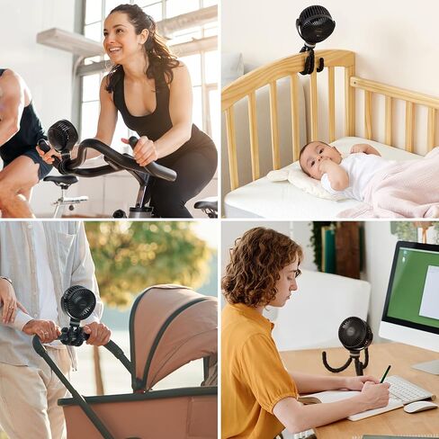 Momcozy 8000mAh Portable Stroller Fan | 27H Ultra-long Battery Life | Detachable 4 Speed 360°Rotate | 2 Modes LED Night Light, USB Rechargeable Handheld Cooling Fan for Travel, Car Seat, Bedroom in Saudi Arabia