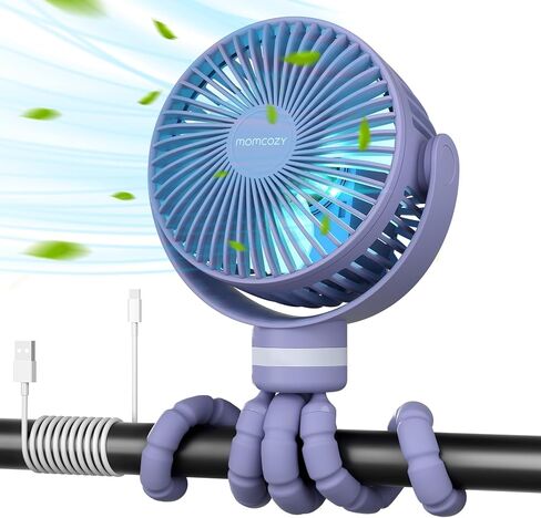 Momcozy 8000mAh Portable Stroller Fan | 27H Ultra-long Battery Life | Detachable 4 Speed 360°Rotate | 2 Modes LED Night Light, USB Rechargeable Handheld Cooling Fan for Travel, Car Seat, Bedroom in Saudi Arabia