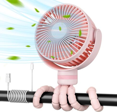 Momcozy 8000mAh Portable Stroller Fan | 27H Ultra-long Battery Life | Detachable 4 Speed 360°Rotate | 2 Modes LED Night Light, USB Rechargeable Handheld Cooling Fan for Travel, Car Seat, Bedroom in Saudi Arabia