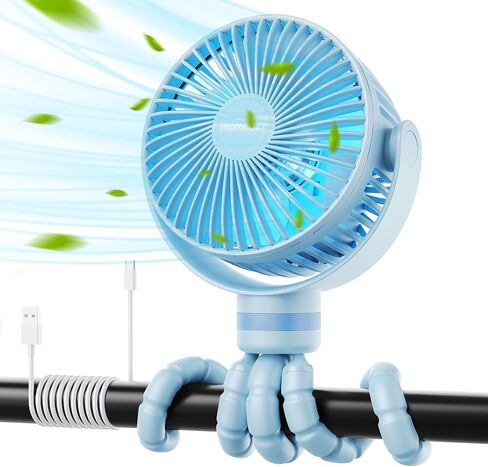 Momcozy 8000mAh Portable Stroller Fan | 27H Ultra-long Battery Life | Detachable 4 Speed 360°Rotate | 2 Modes LED Night Light, USB Rechargeable Handheld Cooling Fan for Travel, Car Seat, Bedroom in Saudi Arabia