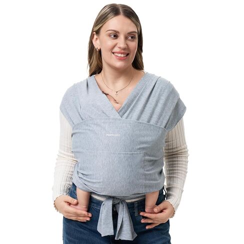 Momcozy Baby Wrap Carrier, Easy-On 2-Piece Design, Newborn to 33 lb | Easy On Like a T-Shirt, XXS-XXL Adjustable Fit, IHDI Hip-Healthy, Lightweight Hands-Free Comfort Baby Sling Carrier, Black in Kuwait