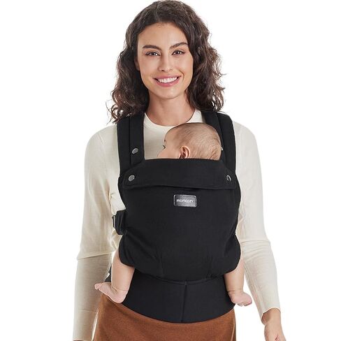 Momcozy PureHug Baby Carrier - Ergonomic, Cozy and Lightweight for 7-45 lbs | Easy to Put On, IHDI Hip-Healthy, 3D EVA Lumbar Support, X-Straps for Even Weight Distribution, 100% Cotton, Khaki in Kuwait