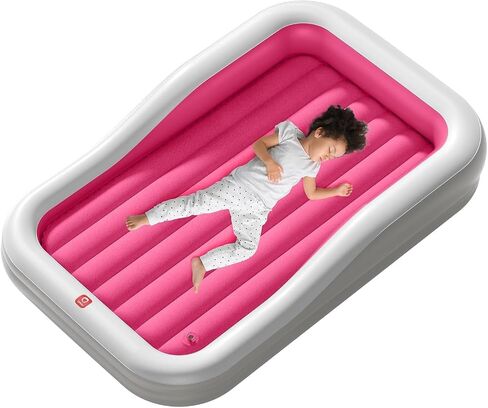 QPAU Inflatable Toddler Travel Bed with 3-Sided Safety Bumpers, Extra Large Kids Air Mattress, Includes Detachable Mattress, Portable for Camping, Travel, Home Use (Grey) in Kuwait