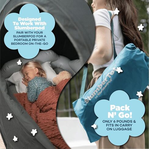 SlumberPod SlumberTot Inflatable Toddler Travel Bed - Portable Kids Air Mattress with Safety Bumpers - Perfectly Sized Ideal for Travel or Home Use - Includes Electric Pump | Portable Kids Air Mattress, Designed for SlumberPod or Standalone, Travel or Hom in Kuwait