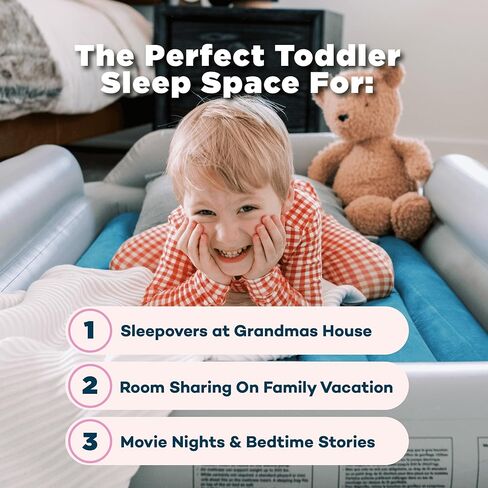 SlumberPod SlumberTot Inflatable Toddler Travel Bed - Portable Kids Air Mattress with Safety Bumpers - Perfectly Sized Ideal for Travel or Home Use - Includes Electric Pump | Portable Kids Air Mattress, Designed for SlumberPod or Standalone, Travel or Hom in Kuwait