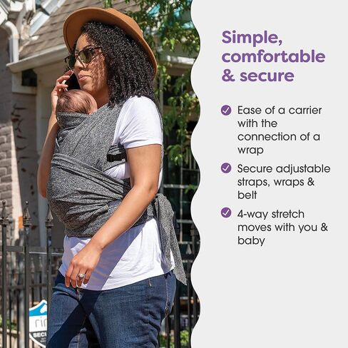 Boppy ComfyFit Adjustable Baby Carrier, 8-35lbs, Heathered Gray, Hybrid Carrier, Newborn to Toddler with Adjustable Straps & Comfort of A Baby Wrap in Kuwait