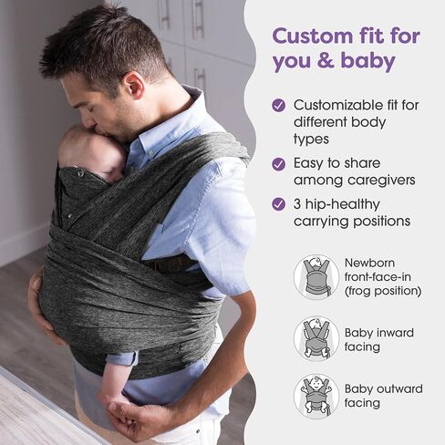 Boppy ComfyFit Adjustable Baby Carrier, 8-35lbs, Heathered Gray, Hybrid Carrier, Newborn to Toddler with Adjustable Straps & Comfort of A Baby Wrap in Kuwait