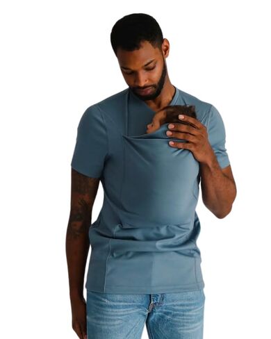 Lalabu The Dad Shirt | Hands-Free Baby Carrier for Dad with Kangaroo Pouch | Engineered for Bonding, Safety, & Comfort for Newborns Up to 15 Lbs. | CPSC Compliant - Simple Gray - Large in Kuwait