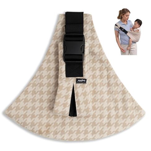Baby Sling Carrier for Toddler, Houndstooth Baby Carrier Sling, Premium Cotton Linen Adjustable in Both Front and Back Shoulder Strap, Portable and Lightweight Toddler Carrier in Kuwait
