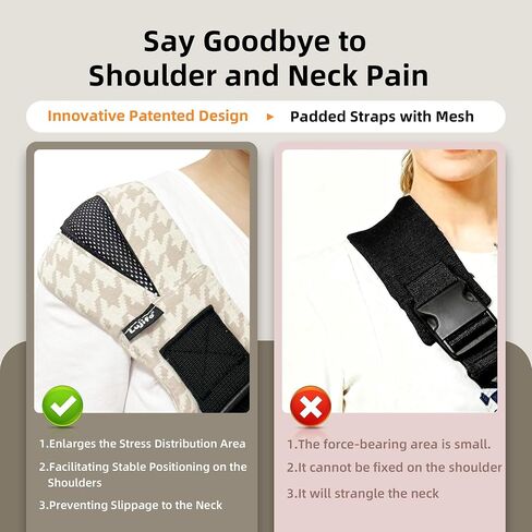 Baby Sling Carrier for Toddler, Houndstooth Baby Carrier Sling, Premium Cotton Linen Adjustable in Both Front and Back Shoulder Strap, Portable and Lightweight Toddler Carrier in Kuwait