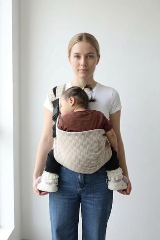 Baby Sling Carrier for Toddler, Houndstooth Baby Carrier Sling, Premium Cotton Linen Adjustable in Both Front and Back Shoulder Strap, Portable and Lightweight Toddler Carrier in Kuwait