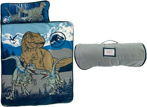 Jurassic World 24"(W) X 45"(L) Soft Toddler Nap Mat with Pillow and Blanket Perfect for Preschool, Daycare, and Travel (100% Official Licensed Product) in Kuwait