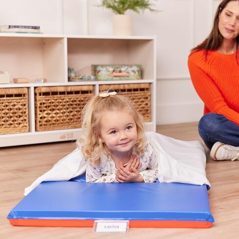 ECR4Kids Premium Folding Rest Mat, 3-Section, 2in, Sleeping Pad, Blue/Red in Kuwait