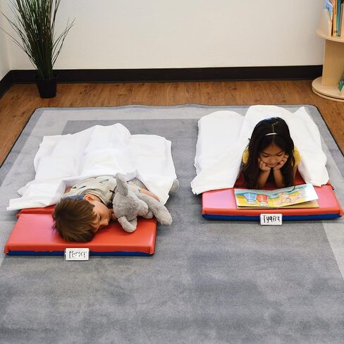 ECR4Kids Premium Folding Rest Mat, 3-Section, 2in, Sleeping Pad, Blue/Red in Kuwait