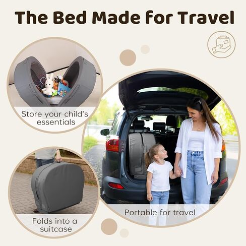 ENITYA Foldable Foam Toddler Travel Bed with Washable Cover | Portable Floor Cot for Kids 25–48 Months, Easy to Use, Compact for Grandparents' House, Camping, Hotel Stays, Grey in Saudi Arabia