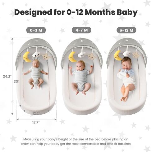 Portable Baby Bassinet- Travel Bassinet for Newborn and Infant, Suitable for Indoor & Outdoor Carry, Lightweight Foldable Washable, Portable Bassinet for Baby Travel, Portable Travel Bassinet, Grey in Kuwait