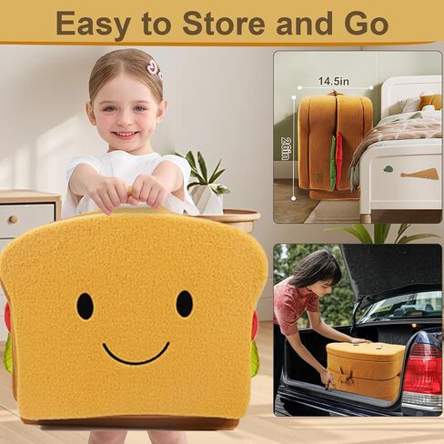Toddler Travel Bed Sandwich Style - Portable Toddlers Floor Beds, Foldable Soft Foam Travel Crib for Baby and Kid, Washable Cover Toddler Cot with Safety Rail for Travel, Medium Size in Kuwait