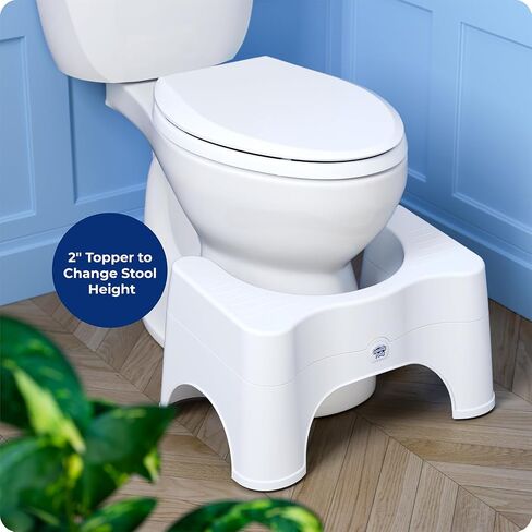 Squatty Potty The Original Bathroom Toilet Stool - Adjustable 2.0, Convertible to 7" or 9" Height with Removable Topper for Adults and Kids White in Kuwait