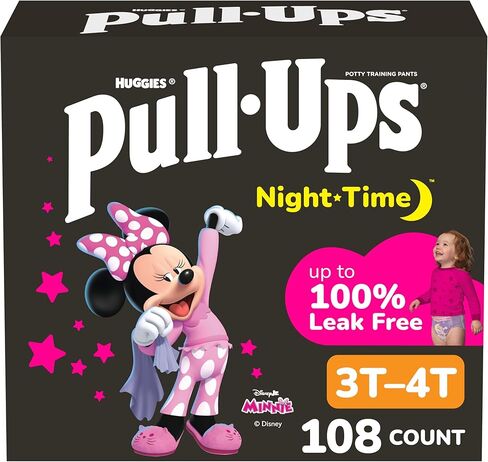 Pull-Ups Girls' Night-Time Potty Training Pants, Size 4T-5T Overnight Training Underwear (38-50 lbs), 52 Ct in Kuwait