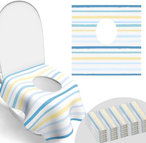 30 Pack Toilet Seat Covers Disposable, Individually Wrapped for Travel, Large Waterproof Potty Covers for Kids and Adults,Toddler Potty Training for Public Restroom, Airplane, Trip - Rainbow in Kuwait