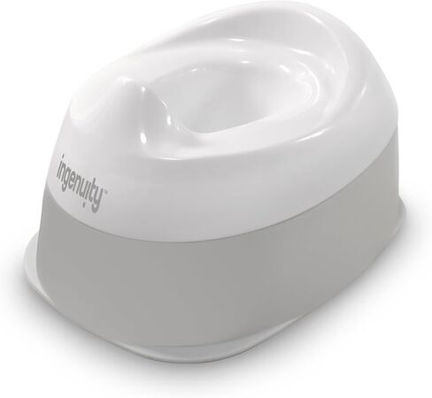 Ingenuity Ready Set Go Potty Training Toilet, Removable Bowl, Non-Skid Bottom, Wide Stable Base, Age 18 Months & Up, White & Grey in Kuwait