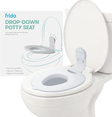 Frida Baby Fold-and-Go Portable Potty Seat for Toilet, Foldable Travel Potty Seat for Toddler, Fits Round & Oval Toilets, Non-Slip Base, Handles, Includes Free Travel Bag in Kuwait