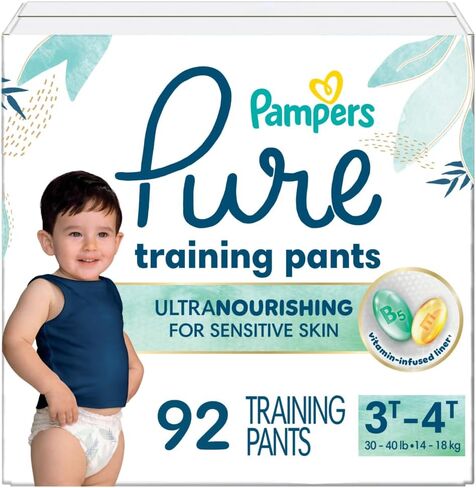 Pampers Pure Protection Training Underwear, Unisex, Size 2T3T, 60 Count, Premium, Hypoallergenic, Soft, Absorbent in Kuwait
