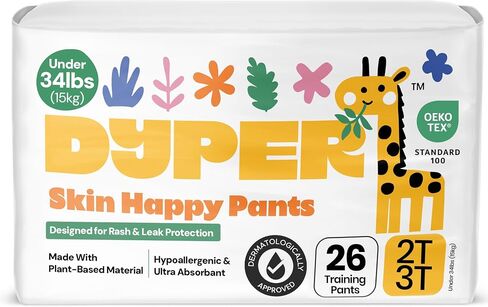 DYPER Toddler Training Pants 3T-4T for Boys & Girls Hypoallergenic, Unscented, Plant-Based & Perfect for Sensitive Skin, Leakproof Potty Training Pants for Day & Overnight Protection (24 Count) in Saudi Arabia