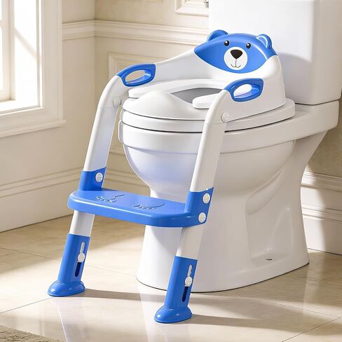 Potty Training Toilet for Toddlers, Anti-Slip Potty Training seat, Classic | SKYROKU, Fits Round & Elongated Toilets, 6 Heights, Splash Guard, Padded Cushion, Holds 200+ lbs, Foldable, Easy to Assemble in Kuwait