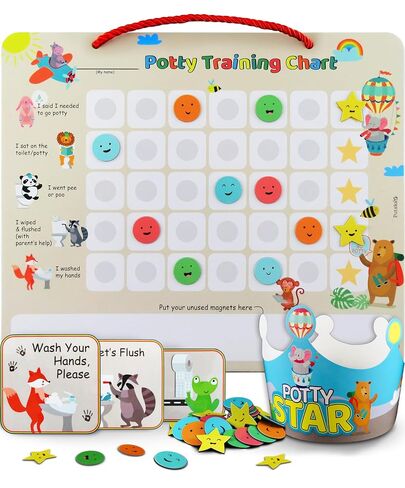Potty Training Chart with 35 Stickers, 3 Reminder Stickers and Crown for Toddlers Boys and Girls - Potty Training Rewards for Kids - Fireman in Kuwait