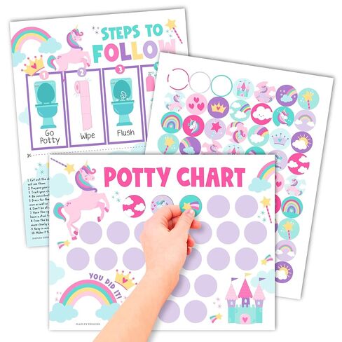 Hadley Designs Potty Training Chart for Toddlers Girls -10 Sticker Potty Chart for Toddlers Girls, 8.5x11" Potty Training Sticker Charts for Toilet Success, Boho Toddler Reward Chart for Kids in Kuwait
