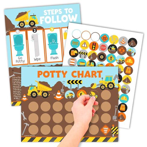 Hadley Designs Potty Training Chart for Toddlers Boys -10 Sticker Potty Chart for Toddlers Boys, 8.5x11" Potty Training Sticker Charts for Toilet Success, Monster Truck Toddler Reward Chart for Kids in Kuwait
