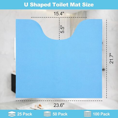Upgraded 25 Pack Disposable Toilet Mats,Super Absorbent Toilet Floor Protector from Urine,Disposable Toilet Floor Mat for Urine,U Shaped Toilet Mat for Urine,Around Toilet Floor Protector 24" x 22" in Saudi Arabia