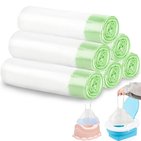 100 Pack Potty Chair Liners with Drawstring,Training Toilet Seat Potty Bags,Disposable Cleaning Bag for Kids Toddler Adults Pet Outdoors(44 x 24 cm) in Kuwait