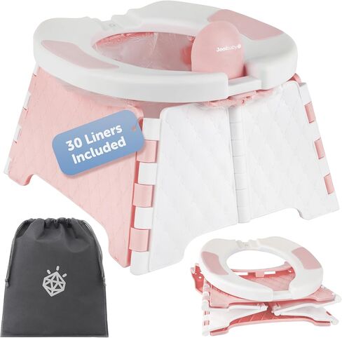 Jool Baby Portable Potty Training Chair with Travel Bag and 30 Liners, Foldable, Indoor/Outdoor Use, Camping (Sage) in Kuwait