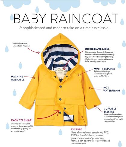 Hatley Baby Boys Printed Raincoats, Yellow, 9-12 Months in Kuwait