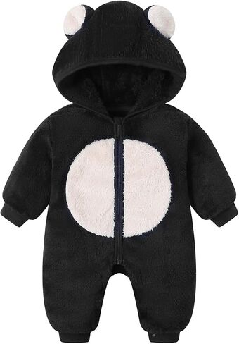 Baby Newborn Romper Boys Jumpsuit Toddler Snow suit Girls Clothes | Infant winter outfit; soft fluffy fleece romper; anti-pinch zipper; lightweight warm holiday baby shower gift; crotch opening in Kuwait