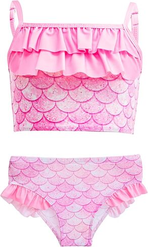 Little Girls 4pcs Swimsuit Bathing Suits Bikini Set with Princess Skirt for Kids Toddler Swimwear for 5-6 Years Pink in Kuwait