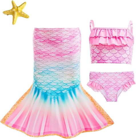 Little Girls 4pcs Swimsuit Bathing Suits Bikini Set with Princess Skirt for Kids Toddler Swimwear for 2-3 Years Pink in Kuwait